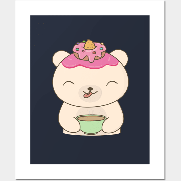 Kawaii Cute Polar Bear T-Shirt Wall Art by happinessinatee